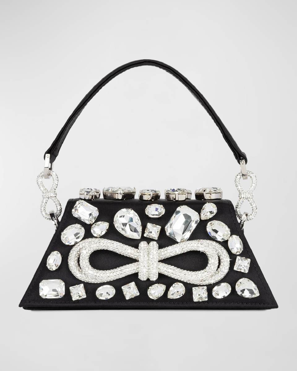 Samantha Bow Embellished Satin Crossbody Bag